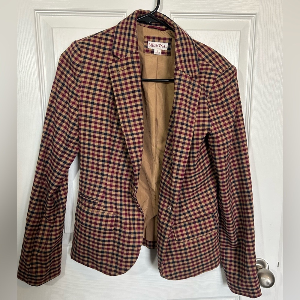 Merona, Women’s, Plaid, Blazer, 2, Like New